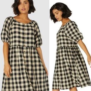 MODCLOTH x PRINCESS HIGHWAY Isabelle Dress Gingham Plaid Cotton Linen Size 10